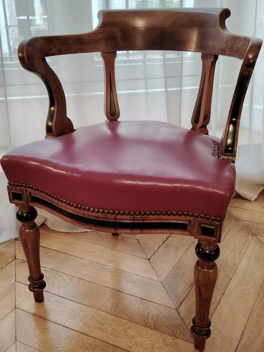 ÉLÉGANT FAUTEUIL DE BUREAU EN ACAJOU / FIN XIX ème siècle /-photo-6