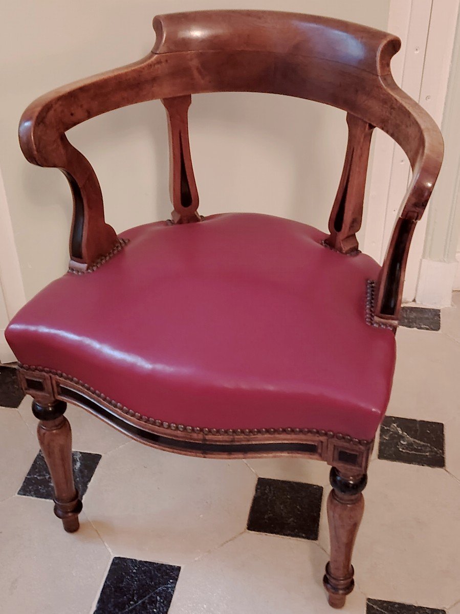 ÉLÉGANT FAUTEUIL DE BUREAU EN ACAJOU / FIN XIX ème siècle /