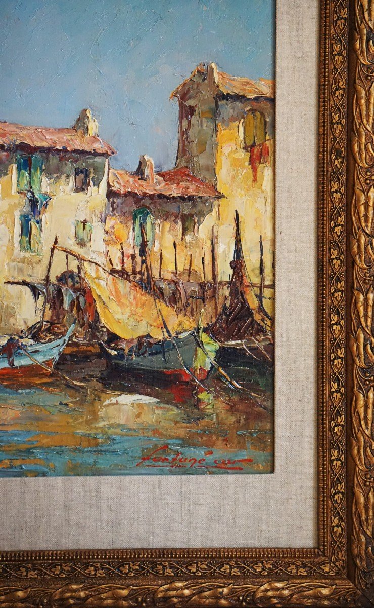 PÊCHEURS À MARTIGUES - PROVENCE - LOUIS FORTUNÉ CAR (1905-1970) - huile sur panneau-photo-8