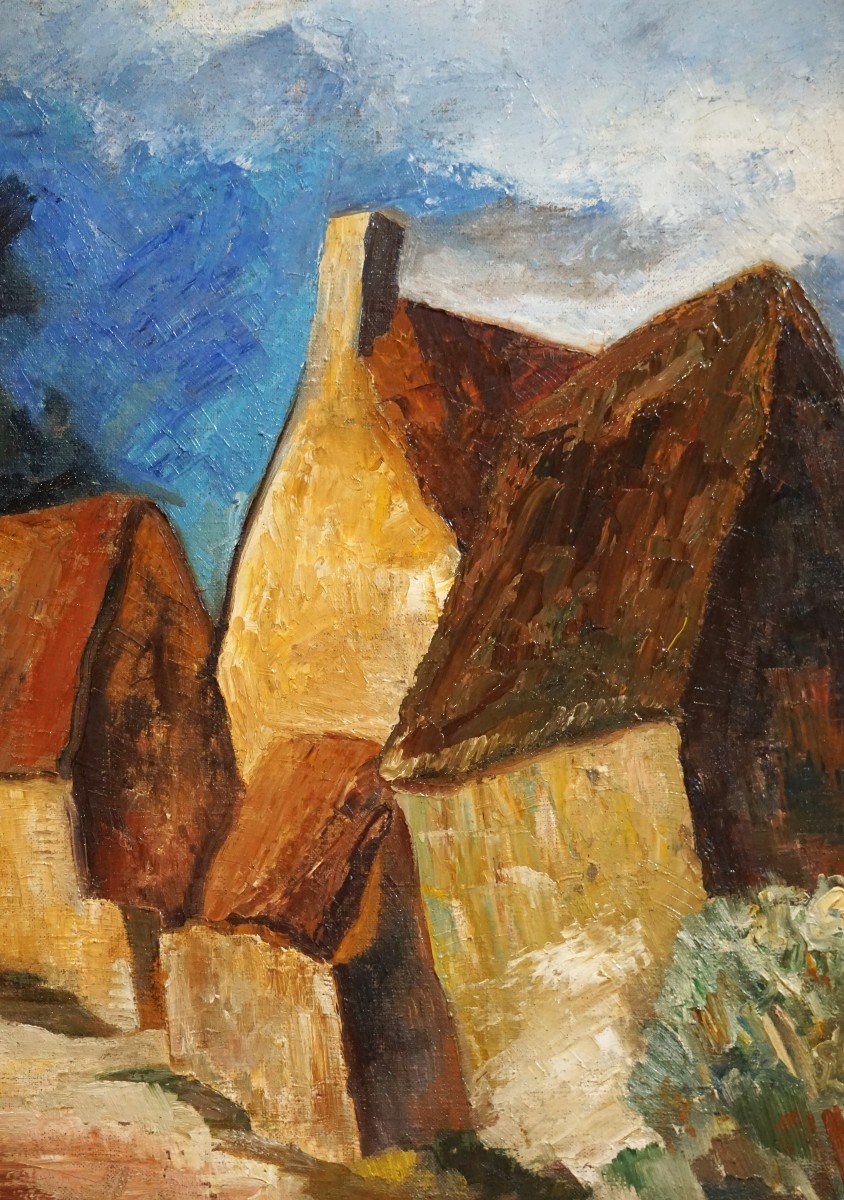 Jean Burkhalter (1895-1982) / Village View / Oil On Canvas-photo-1