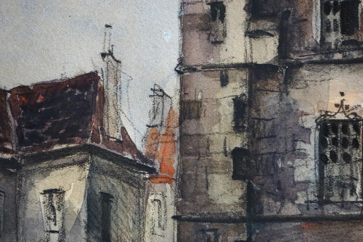 Frank Will (1900-1951) / Market In Dreux Circa 1920-1930 / Watercolor On Pencil Lines-photo-4