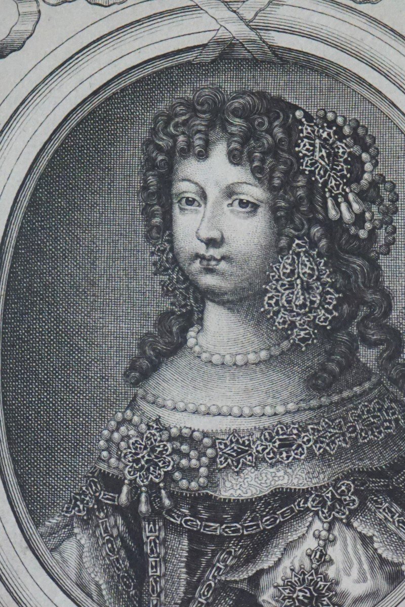 Engraving 17th Century / Elisabeth Marie Louise Of Savoie By Nicolas De Larmessin (1638-1694)-photo-2