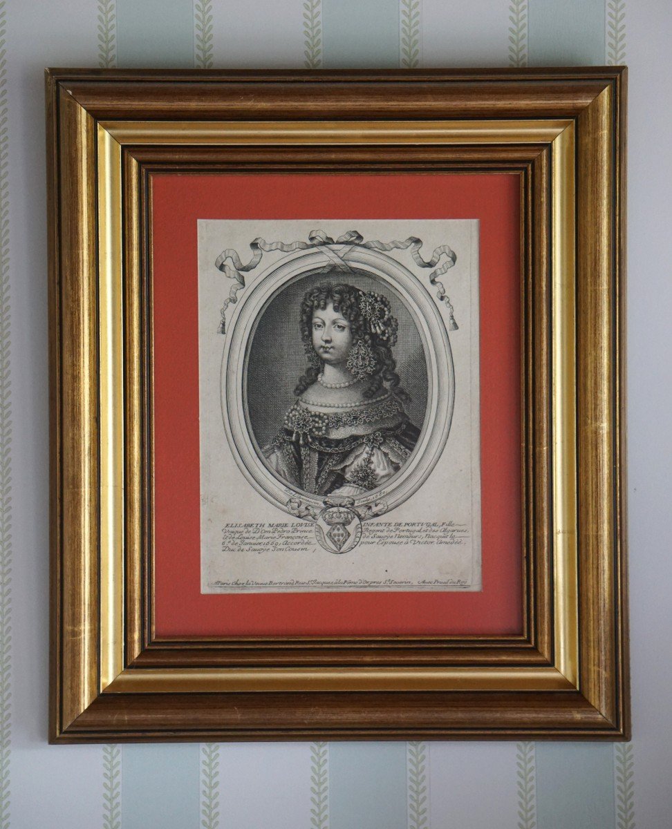 Engraving 17th Century / Elisabeth Marie Louise Of Savoie By Nicolas De Larmessin (1638-1694)-photo-4