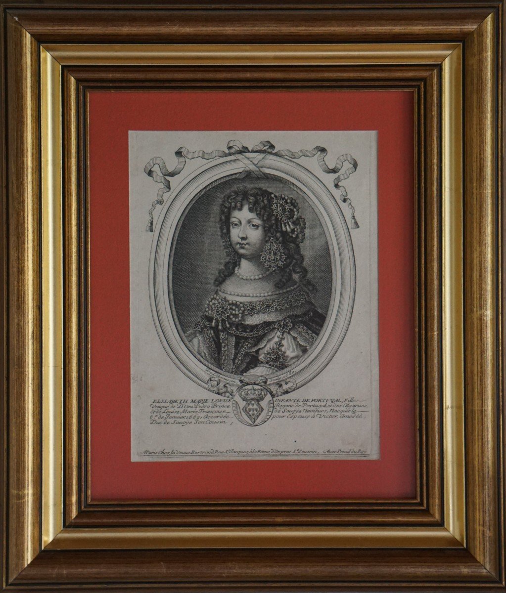 Engraving 17th Century / Elisabeth Marie Louise Of Savoie By Nicolas De Larmessin (1638-1694)