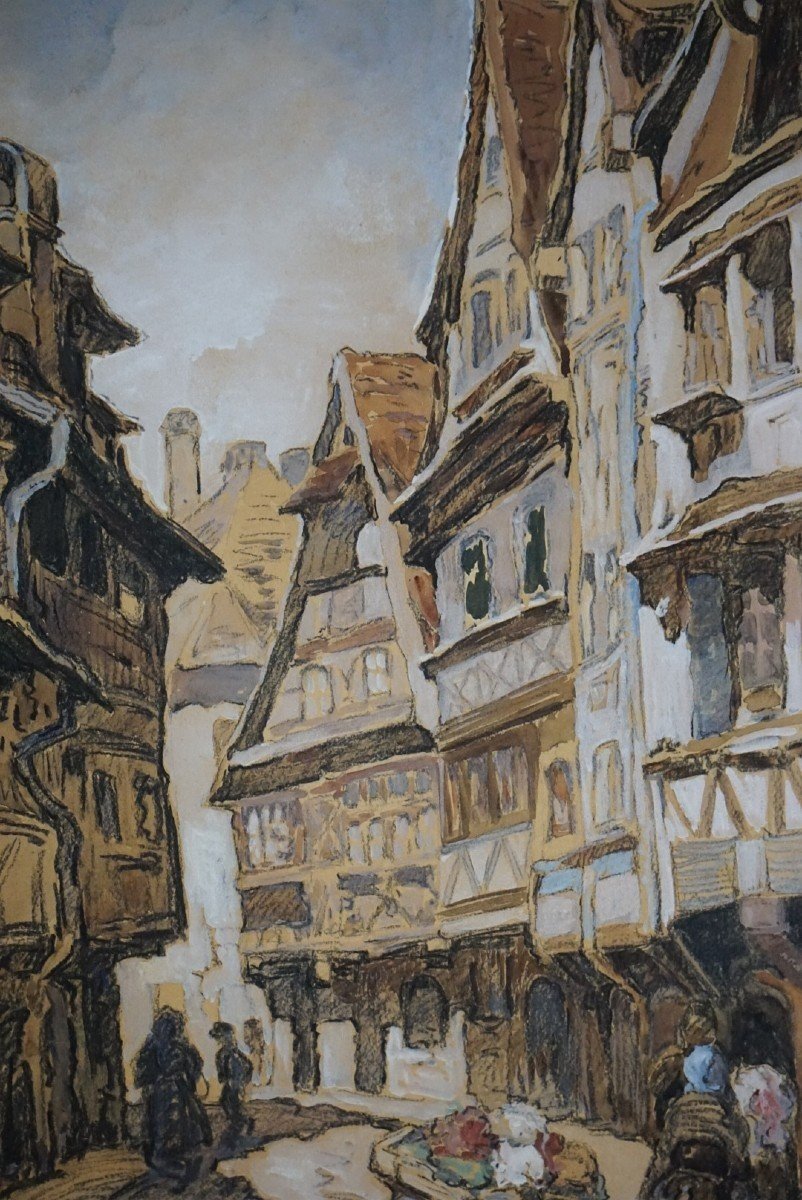   Strasbourg Year 1931 / Rue Du Bain-aux-plantes / Watercolor-photo-4