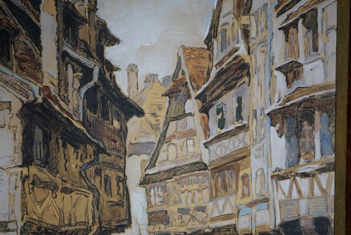   Strasbourg Year 1931 / Rue Du Bain-aux-plantes / Watercolor-photo-2