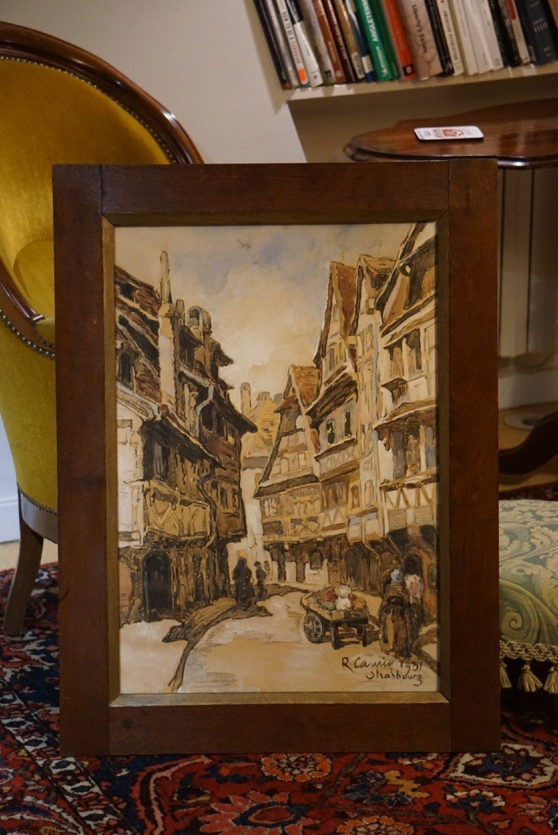   Strasbourg Year 1931 / Rue Du Bain-aux-plantes / Watercolor-photo-5