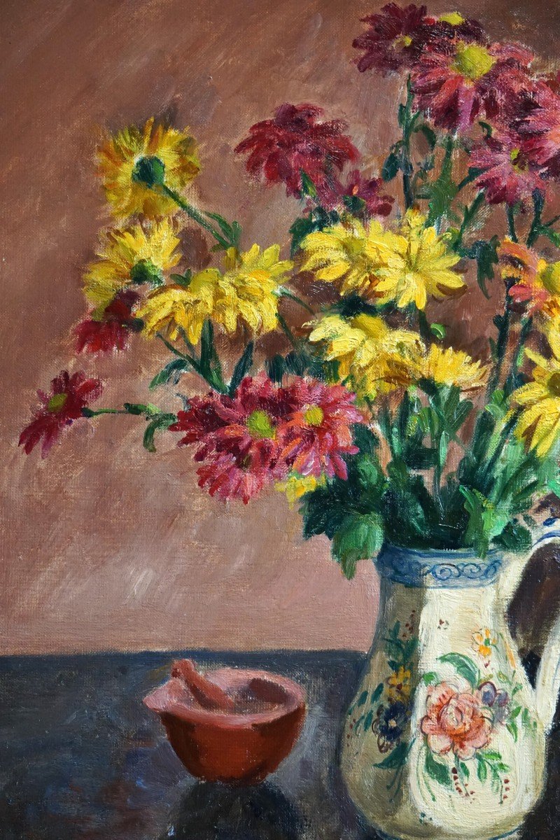 GEORGES PACOUIL (1903-1996) / BOUQUET DE FLEURS DANS UN VASE / huile sur toile-photo-2