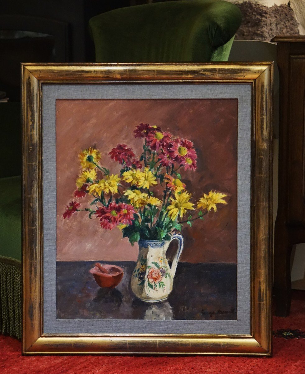 GEORGES PACOUIL (1903-1996) / BOUQUET DE FLEURS DANS UN VASE / huile sur toile-photo-8