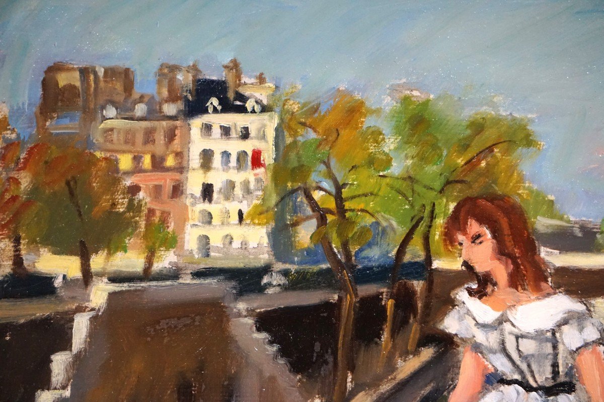 Paris In Summer...carefreeness / Circa 1950 / Georges Pacouil (1903-1996) / Oil On Cardboard-photo-3