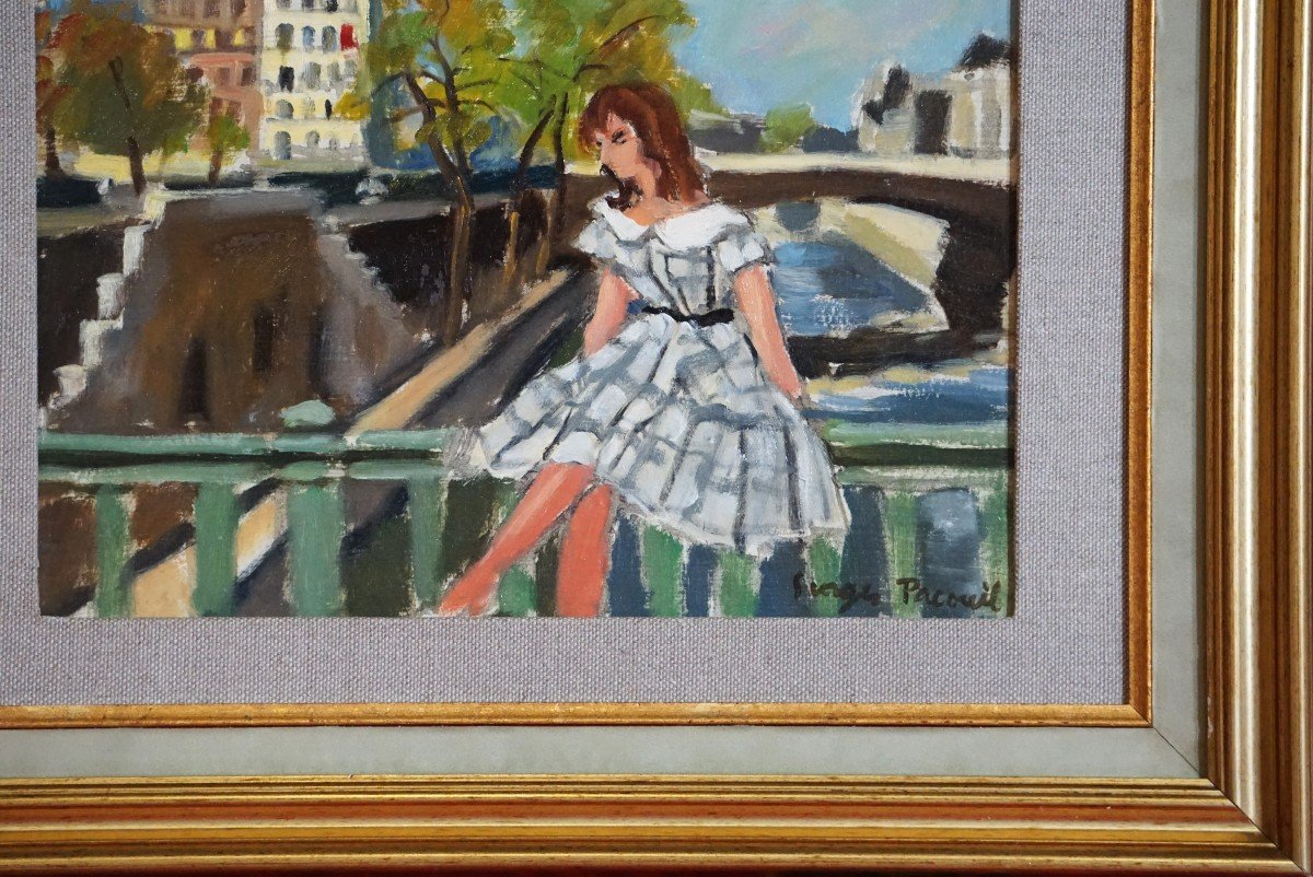 PARIS L' ÉTÉ...L' INSOUCIANCE / CIRCA 1950 / GEORGES PACOUIL (1903-1996) / huile sur carton-photo-1