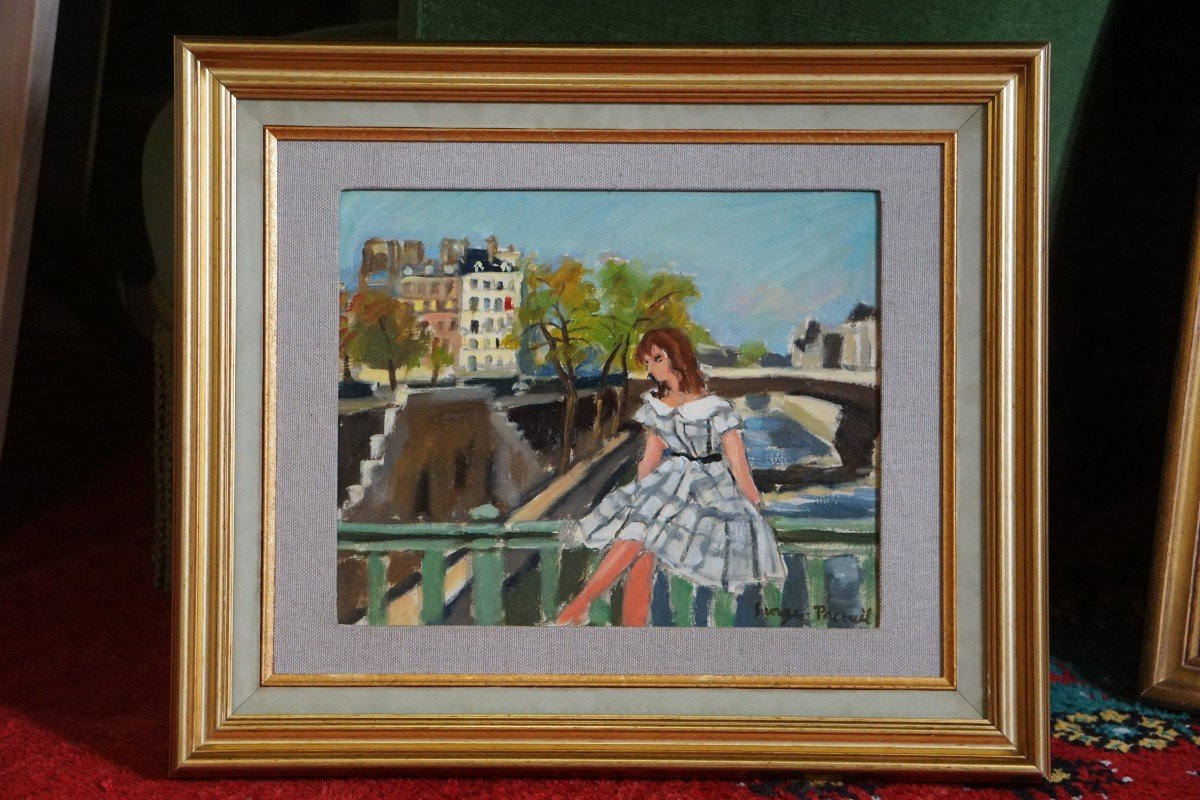 PARIS L' ÉTÉ...L' INSOUCIANCE / CIRCA 1950 / GEORGES PACOUIL (1903-1996) / huile sur carton-photo-2