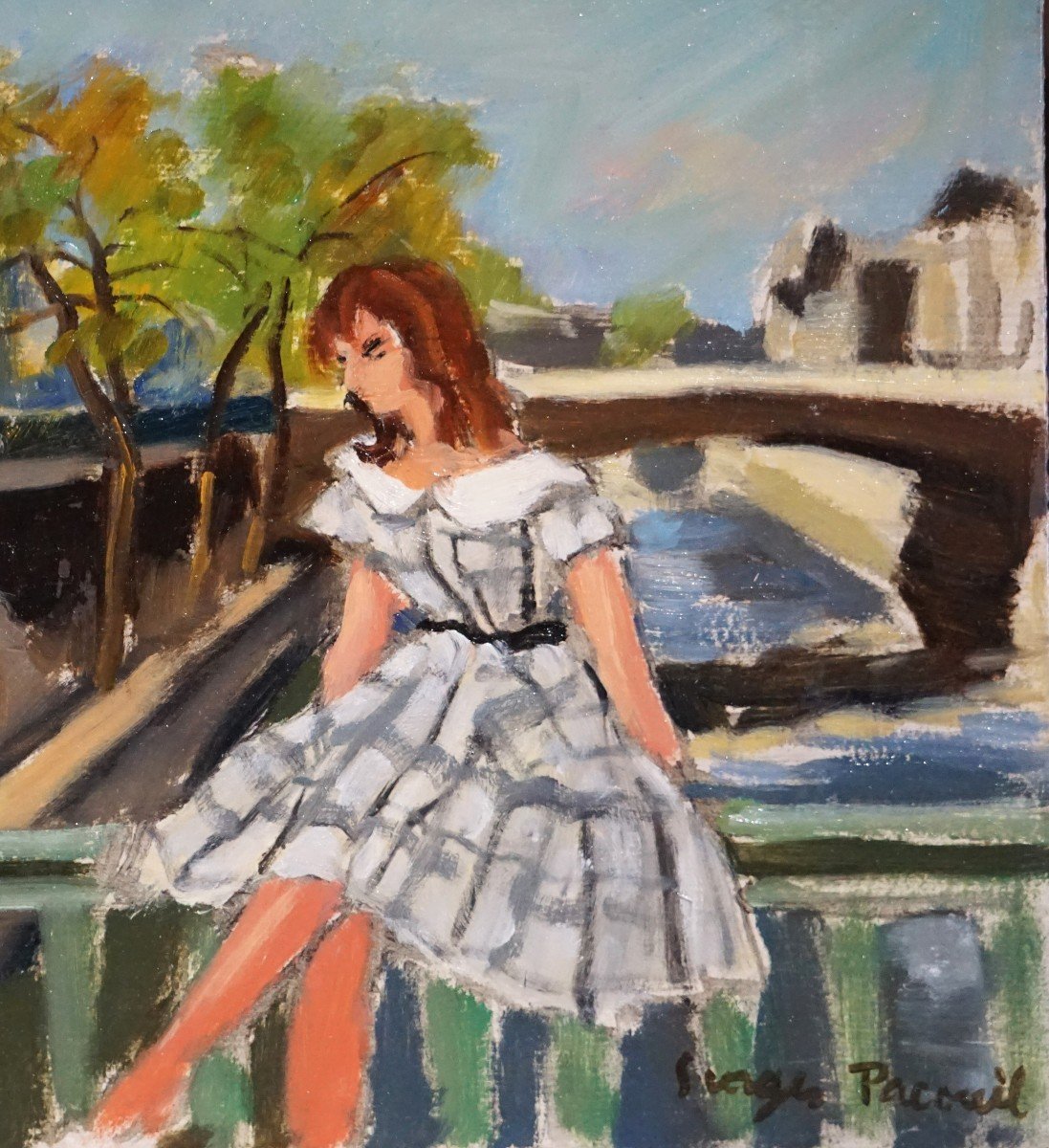 Paris In Summer...carefreeness / Circa 1950 / Georges Pacouil (1903-1996) / Oil On Cardboard-photo-3