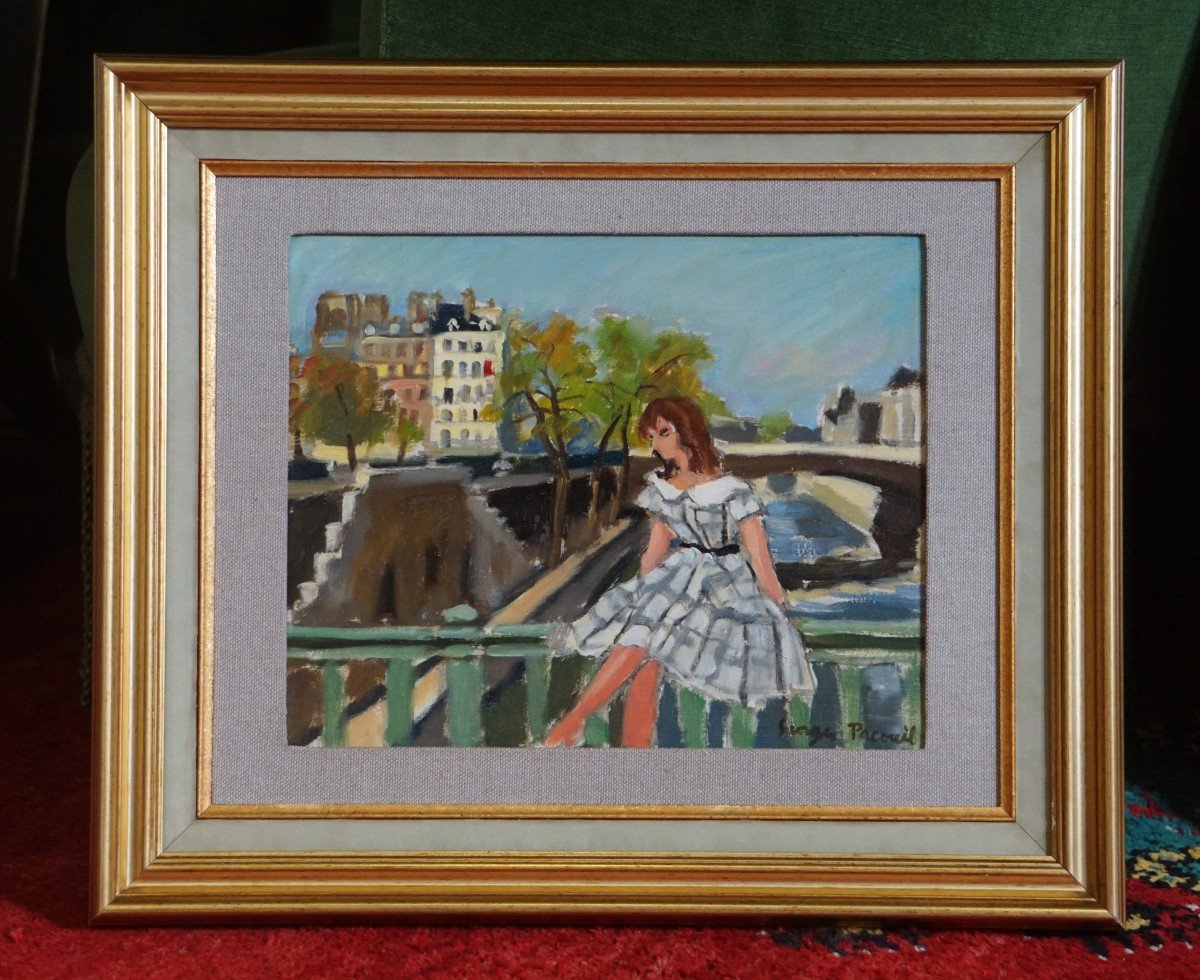 PARIS L' ÉTÉ...L' INSOUCIANCE / CIRCA 1950 / GEORGES PACOUIL (1903-1996) / huile sur carton-photo-7