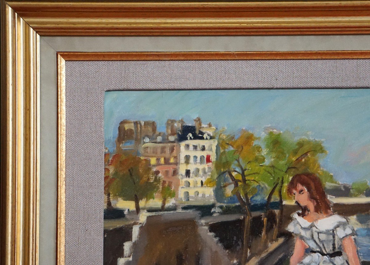 PARIS L' ÉTÉ...L' INSOUCIANCE / CIRCA 1950 / GEORGES PACOUIL (1903-1996) / huile sur carton-photo-8