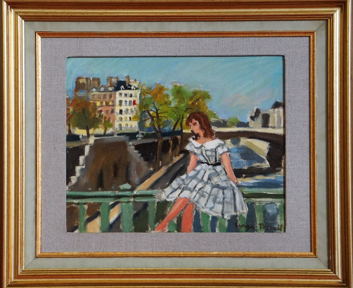 Paris In Summer...carefreeness / Circa 1950 / Georges Pacouil (1903-1996) / Oil On Cardboard