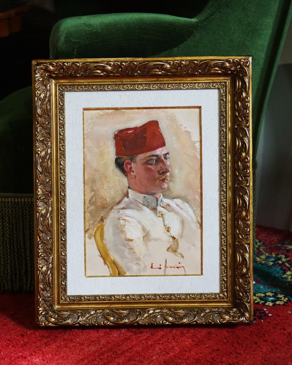 Orientalist School / Portrait Of An Officer Of The Colonial Troops / Algeria / Circa 1860 / Oil On P-photo-1