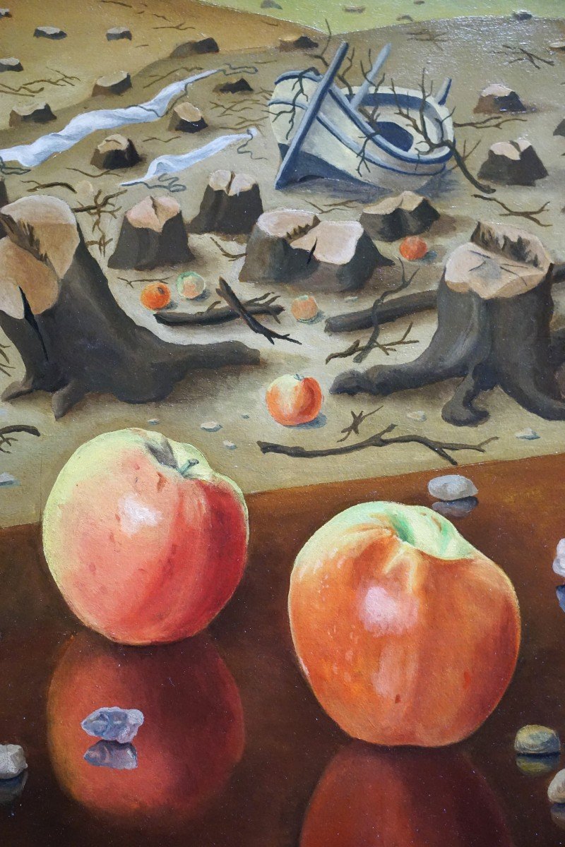 ÉCOLE SURRÉALISTE / ANNÉE 1954 / JEAN ANGLADON (1906-1979) / huile sur carton-photo-2