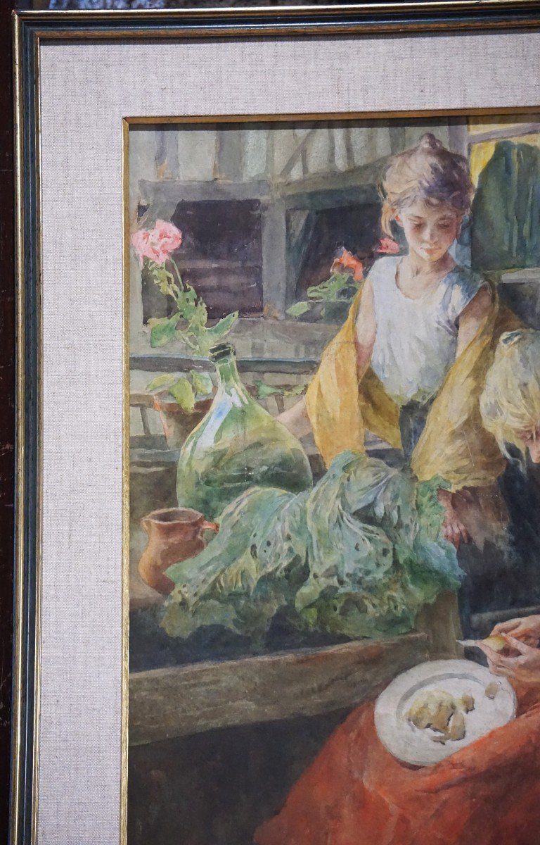 Allan Osterlind (1855-1938) / Dated 1905 / Rustic Elegance / Watercolor-photo-5