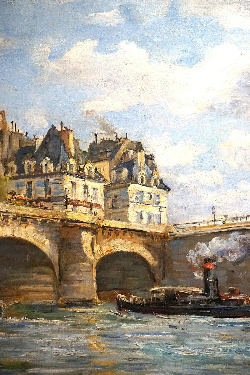 Paris Late 19th Century / Pont Neuf / Henri Michel-levy (1844-1914) / Oil On Canvas-photo-3