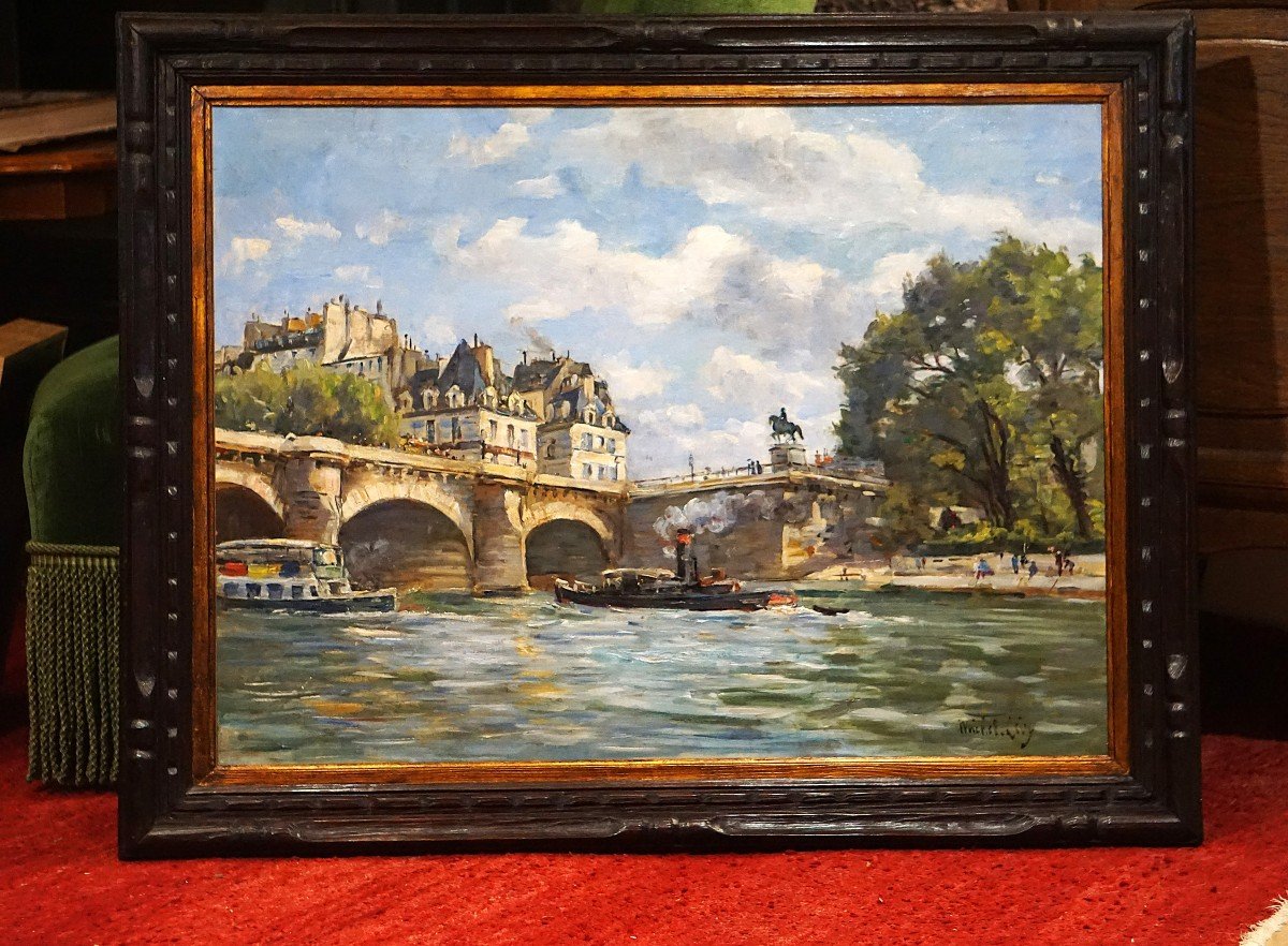 Paris Late 19th Century / Pont Neuf / Henri Michel-levy (1844-1914) / Oil On Canvas-photo-7