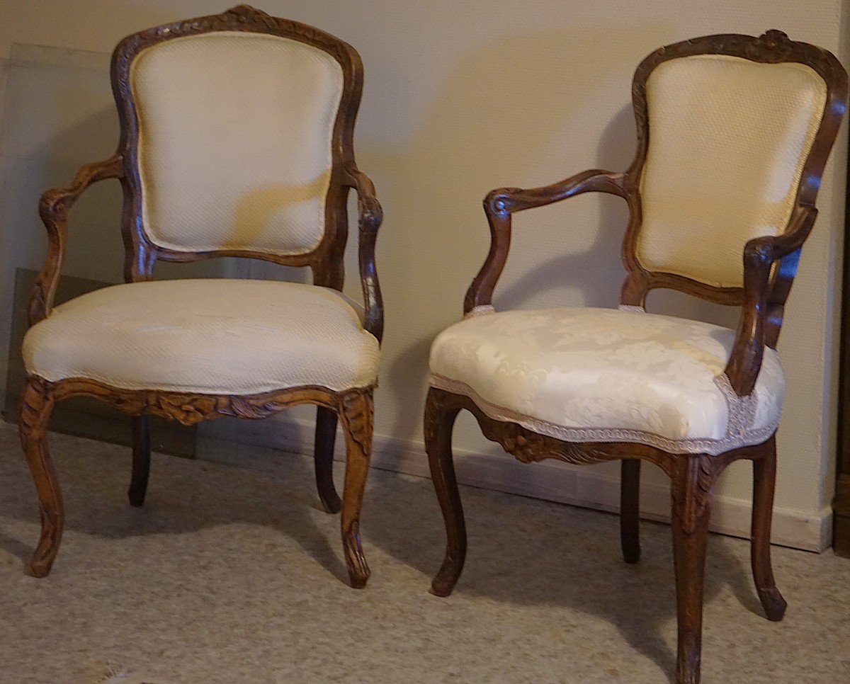 Pair Of Louis XV / 18th Century Armchairs-photo-3