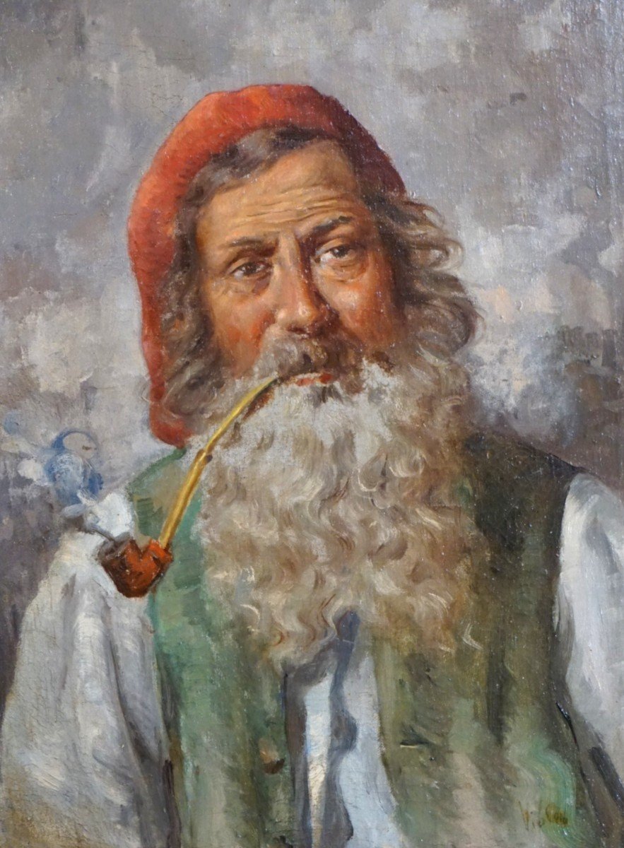 Italian School Late 19th Century / Man With Pipe / Oil On Canvas