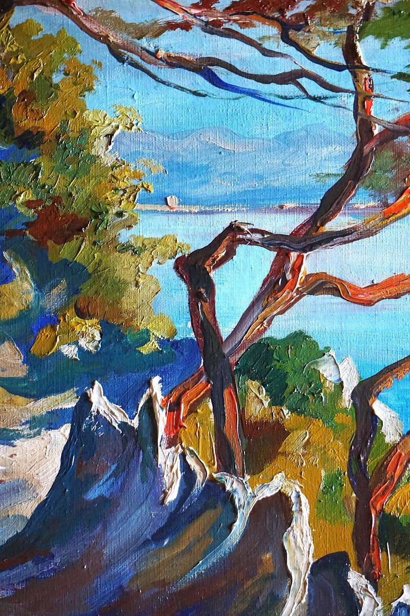 Mediterranean Landscape / Provence / Guy Le Florentin (1907-1978) / Oil On Canvas / Marseille-photo-3