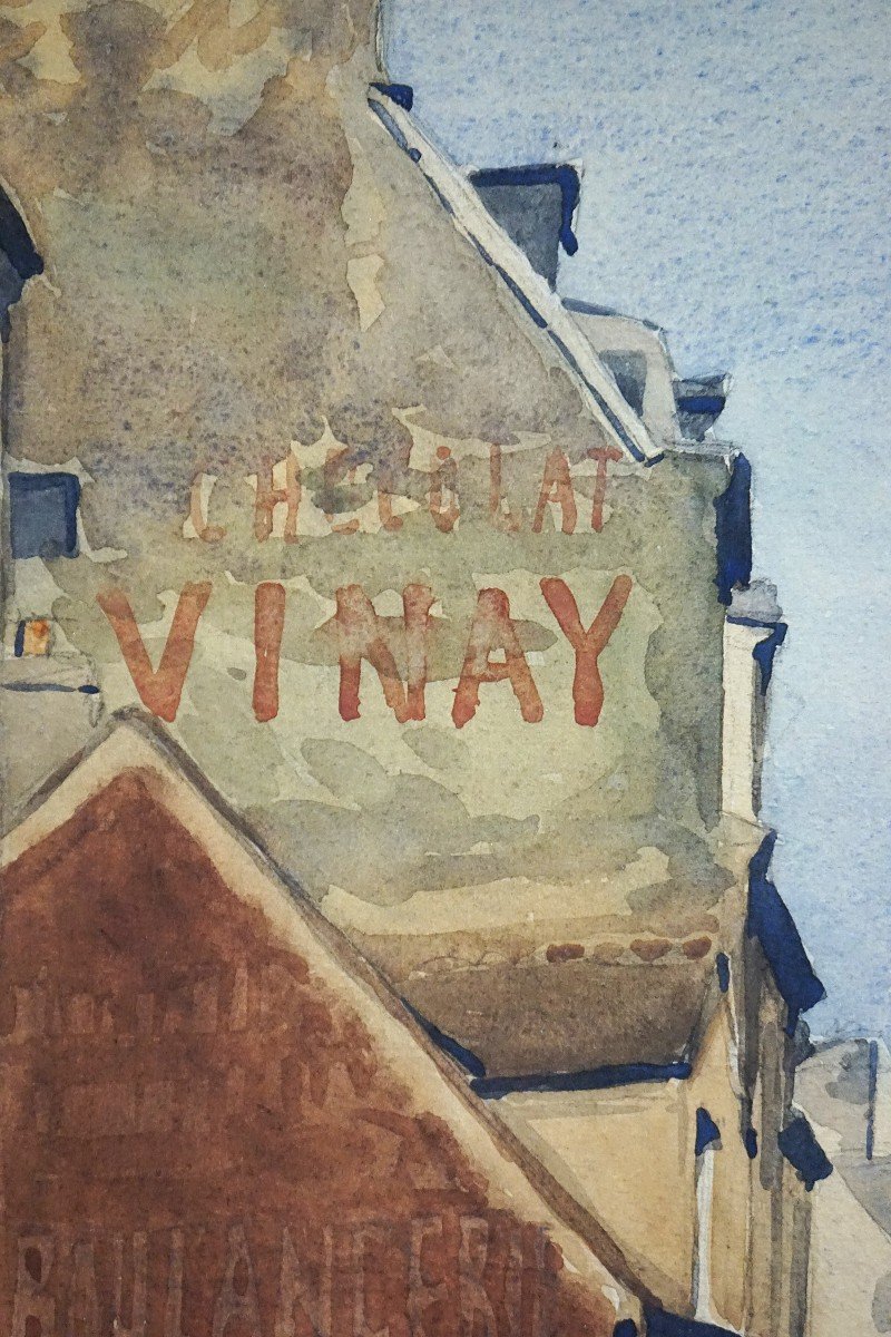 RUE MOUFFETARD - PARIS 1930 / 5ème arrondissement  / J.F. COMMAUCHE / aquarelle-photo-6