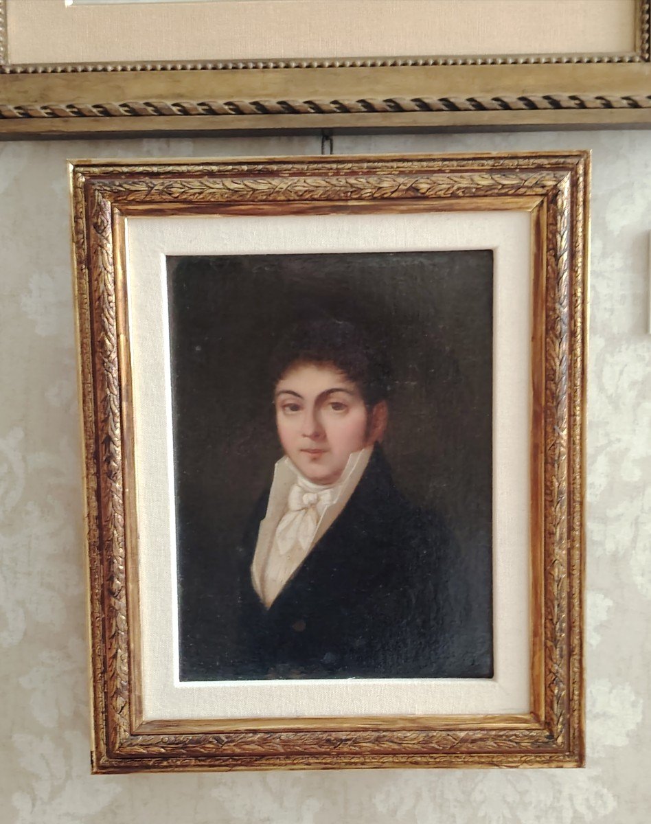 PORTRAIT DE JEUNE HOMME / VERS 1810-1820 / ÉCOLE FRANÇAISE / huile sur toile-photo-1