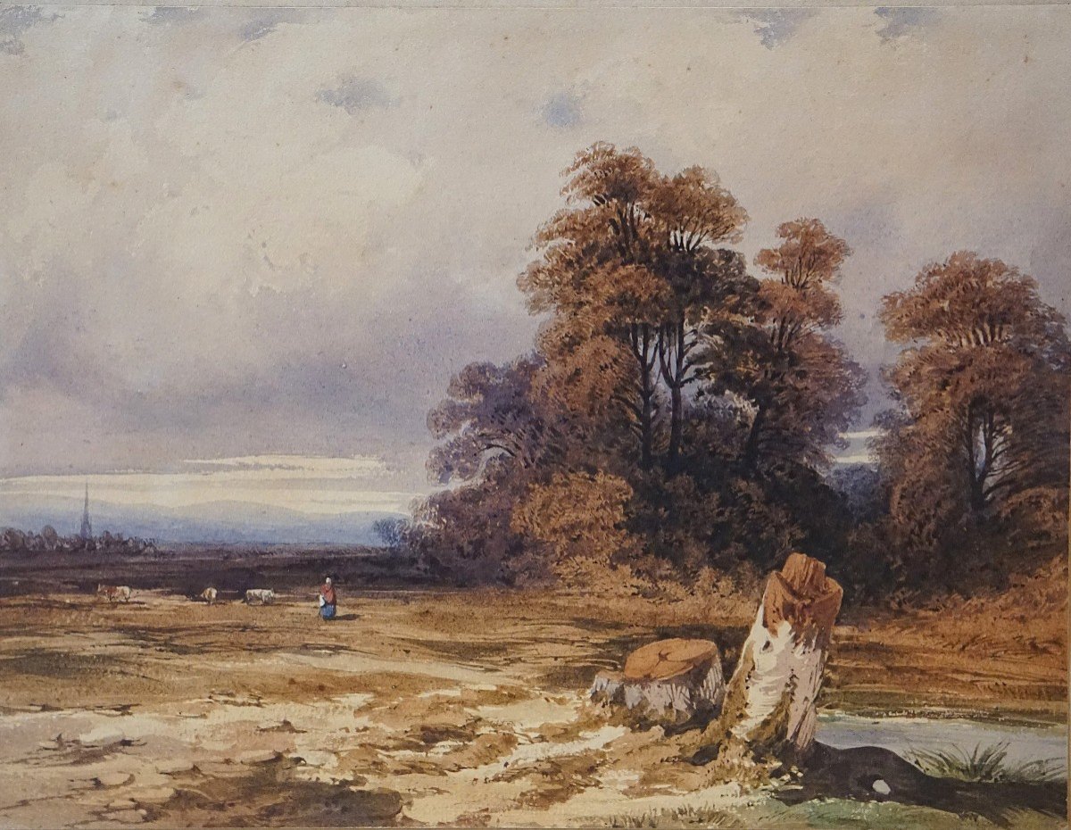 PASTORALE ANGLAISE XIXème siècle / WILLIAM CALLOW (1812-1908) / aquarelle 