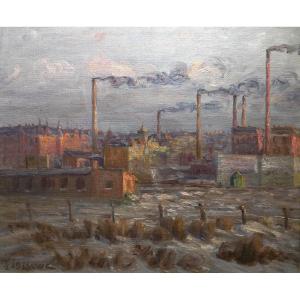 Lauritz Howe (1869-1945) / Ville Industrielle / Datée 1909