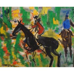 JACQUES ENDZEL (1927-2014) / École de Paris / LES JOCKEYS / huile sur toile 