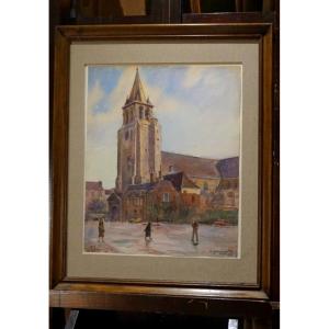 SAINT GERMAIN DES PRÉS/ PARIS / DATÉE 1930 / ALFRED DEBERGUE (1873-1948) AQUARELLE