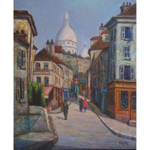 PARIS /  RUE NORVINS / MONTMARTRE / WLADYSLAW CEGLA /huile sur toile