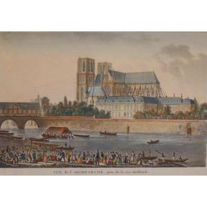 VUE DE L'ARCHEVÊCHÉ DE PARIS / XIX ème siècle / gravure