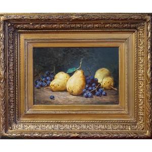 NATURE MORTE AUX FRUITS / DATÉE 1886 / ANNE LEMPEREUR / huile sur toile