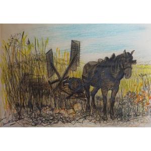 Jean Burkhalter (1895-1982) / Old Harvest / Pastel Drawing