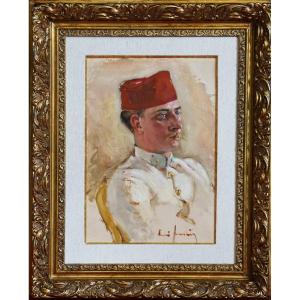 Orientalist School / Portrait Of An Officer Of The Colonial Troops / Algeria / Circa 1860 / Oil On P