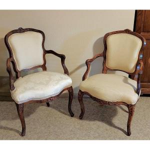 Pair Of Louis XV / 18th Century Armchairs