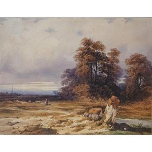 PASTORALE ANGLAISE XIXème siècle / WILLIAM CALLOW (1812-1908) / aquarelle 