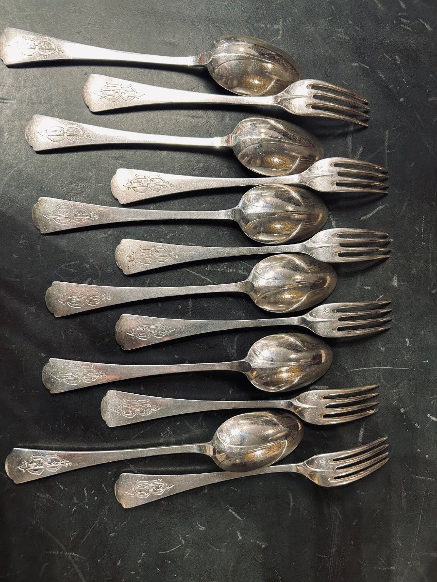 Set Of 6 Silver Dessert Cutlery  