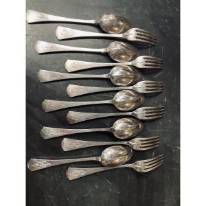 Set Of 6 Silver Dessert Cutlery  