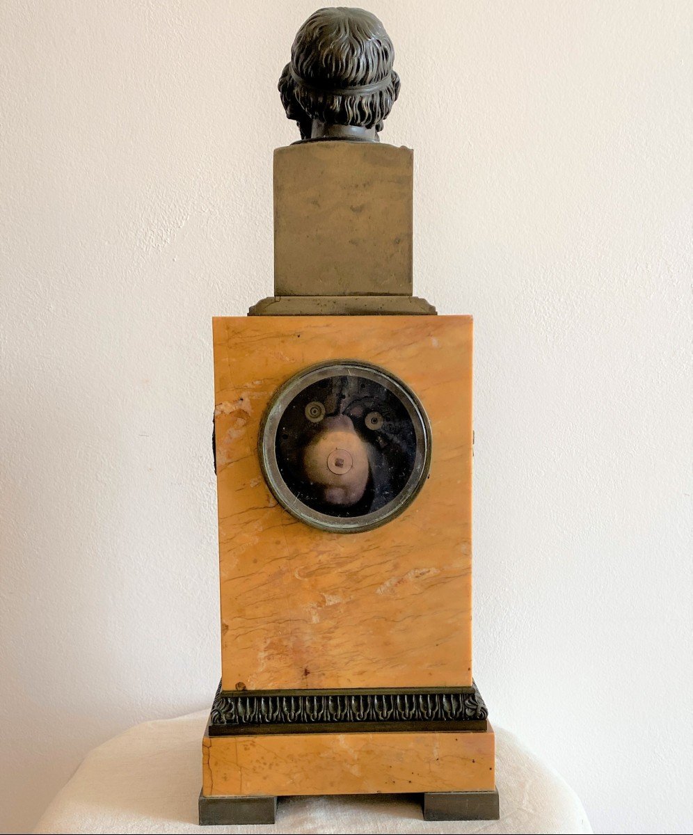 Charles X Clock In Marble And Bronze Representing The Poet Homer XIX-photo-2