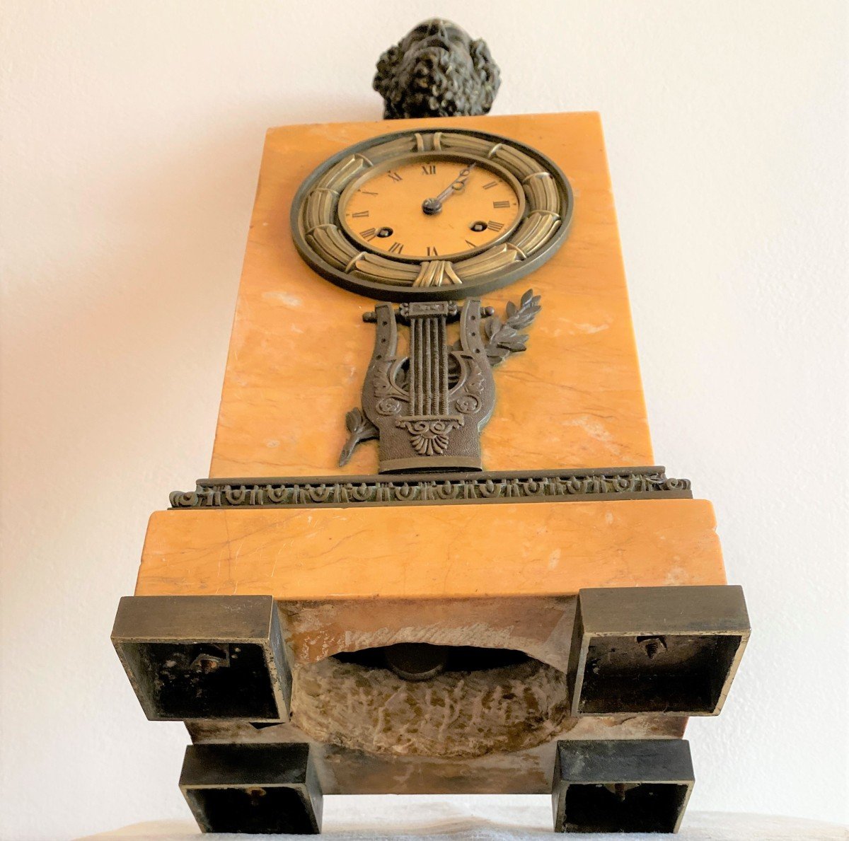 Charles X Clock In Marble And Bronze Representing The Poet Homer XIX-photo-6