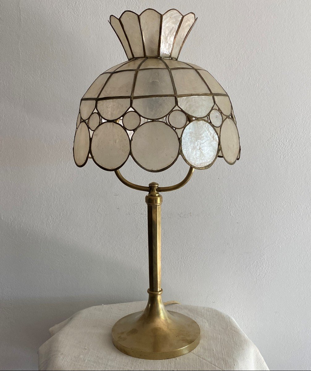 Table Lamp In Bronze And Mother Of Pearl Twentieth-photo-2