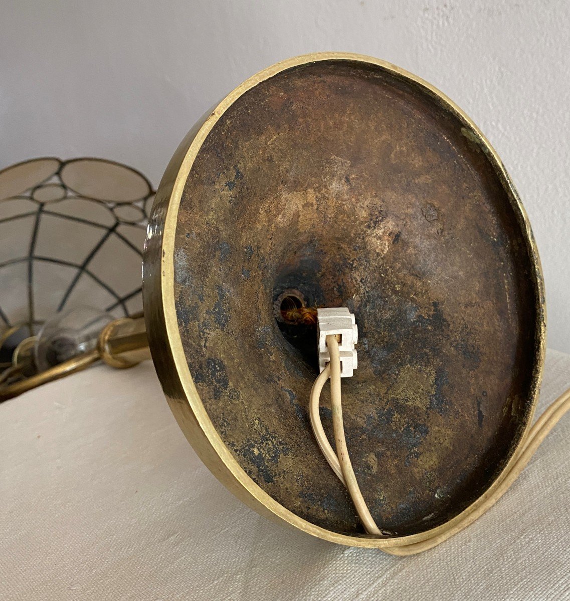 Table Lamp In Bronze And Mother Of Pearl Twentieth-photo-3