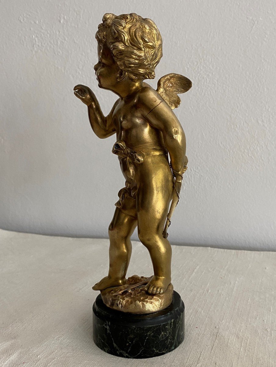 Proantic: Kossowski Henryk Sculpture Statue Of A Cherub In Gilt Bronze