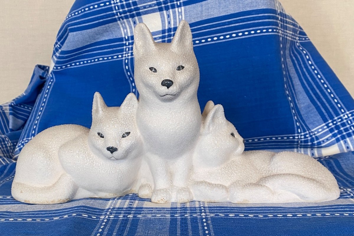 Cats Or Kittens In Perlée Enameled Ceramic From Sèvres Art Deco 20th Century