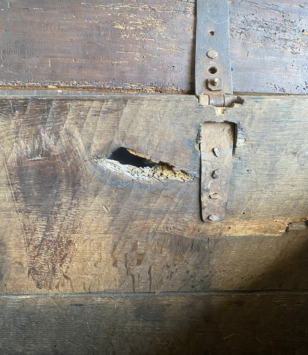 Oak Chest Decorated With 2 Fleurs De Lys XVIth-photo-8